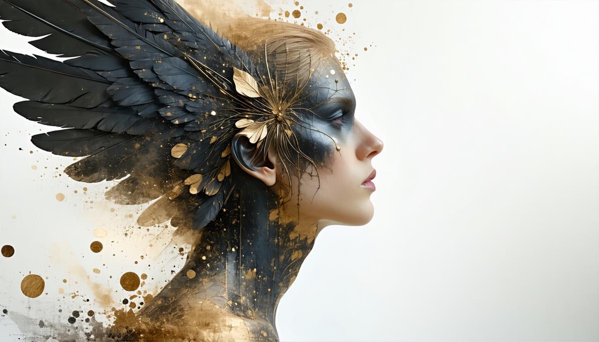 A contemporary artistic representation of Eros as a genderfluid deity, inspired by The Palace of Eros
