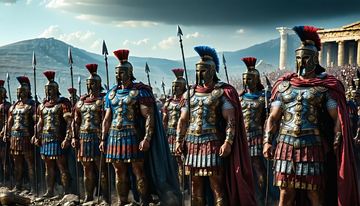A dynamic scene showcasing various Greek heroes and their legendary feats