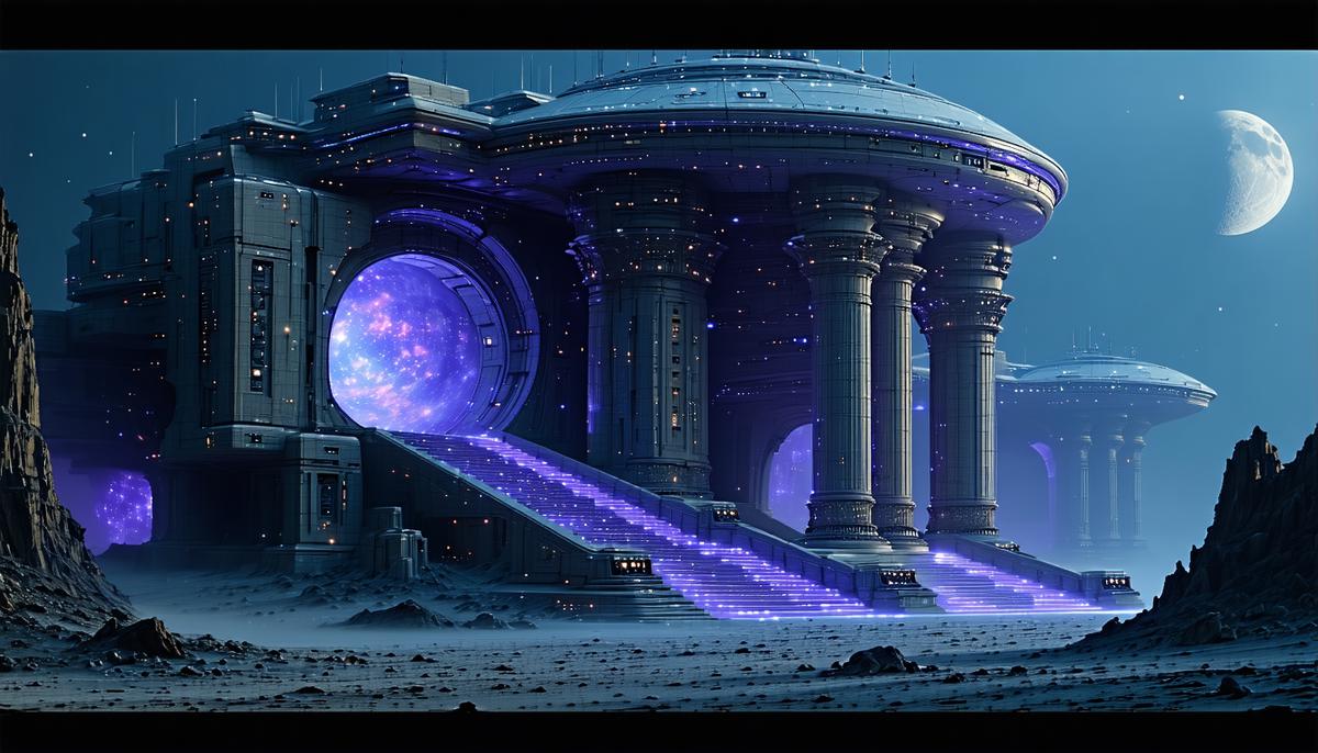 A futuristic version of Tartarus with a mix of ancient Greek and space-age elements