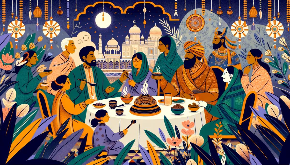 A loving mythological family scene with queer and transgender members