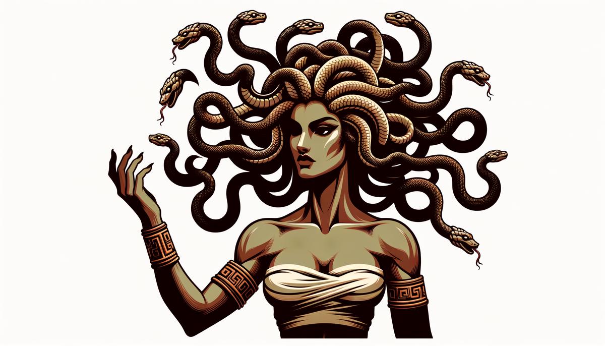 A modern interpretation of Medusa as a symbol of female empowerment and resilience