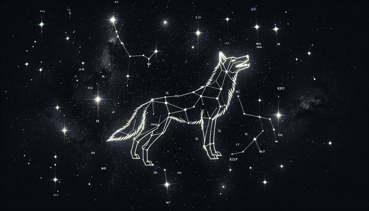 A stunning depiction of the Canis Minor constellation, highlighting the bright star Procyon, which represents Maera in Greek mythology.