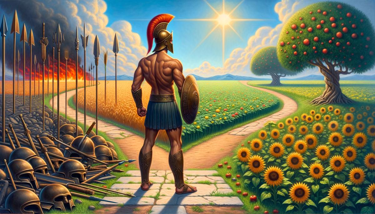 Achilles contemplating his choices between glory and long life