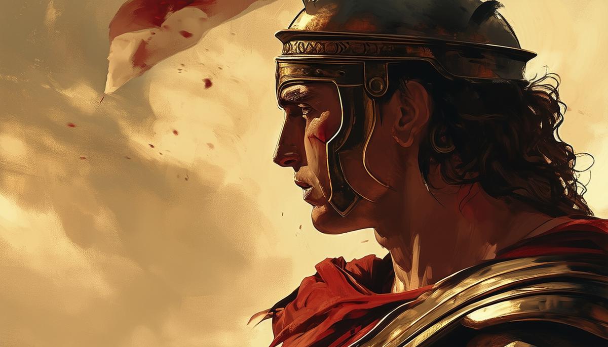 Achilles mournfully contemplating Penthesilea's beautiful face after fatally wounding her in battle