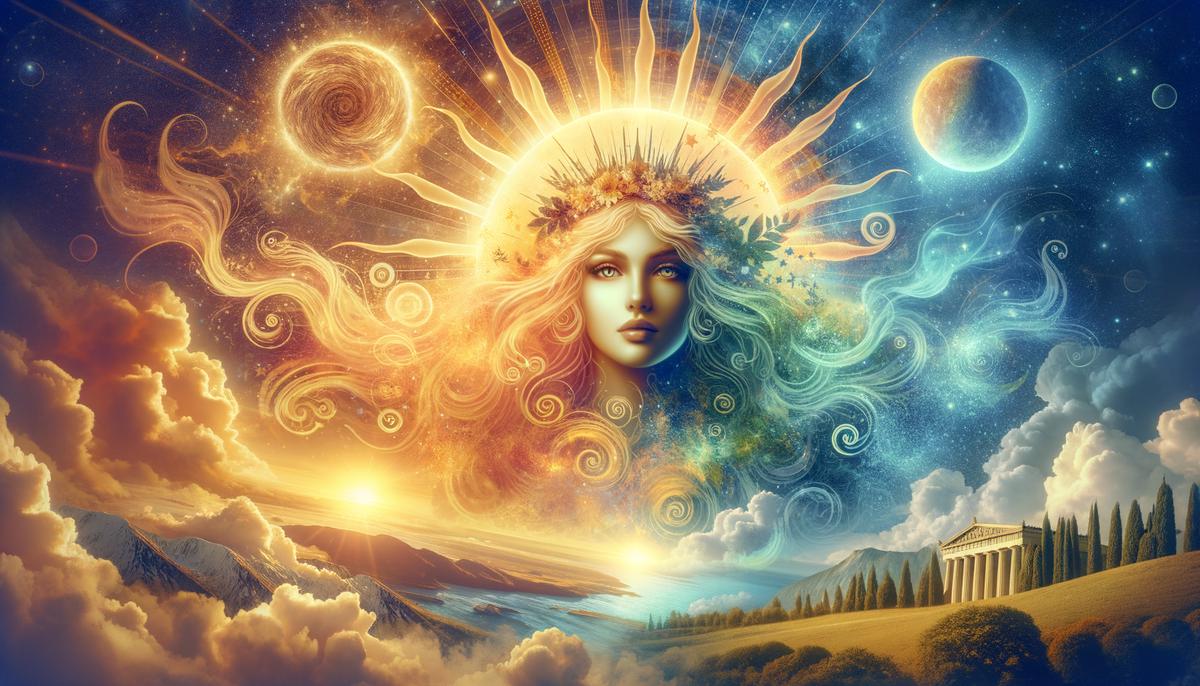 Aega, daughter of Helios, the sun god, or Gaia, the earth goddess, stands as a mythical figure embodying the connection between celestial and terrestrial realms, her dual origins reflecting the fluid nature of Greek mythological narratives.