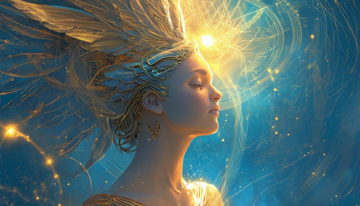 Aegle, the Greek goddess, symbolizing the connection between light and health