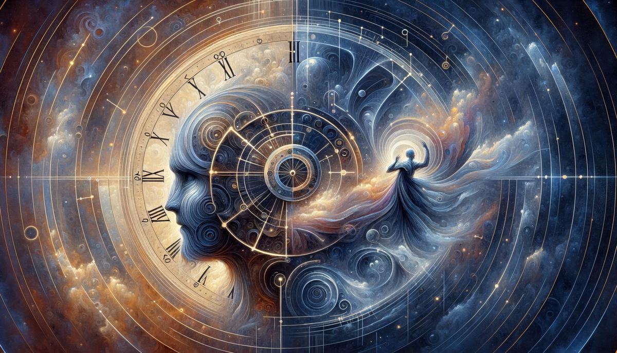 An abstract representation of Chronos and Aion, the Greek gods of time