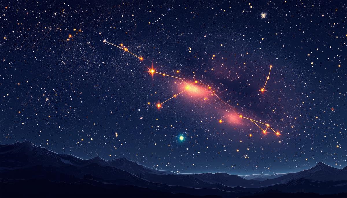 An artistic representation of the Andromeda constellation in the night sky
