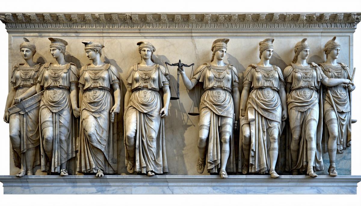 Ancient Greek sculpture depicting the ideals of justice and divine order