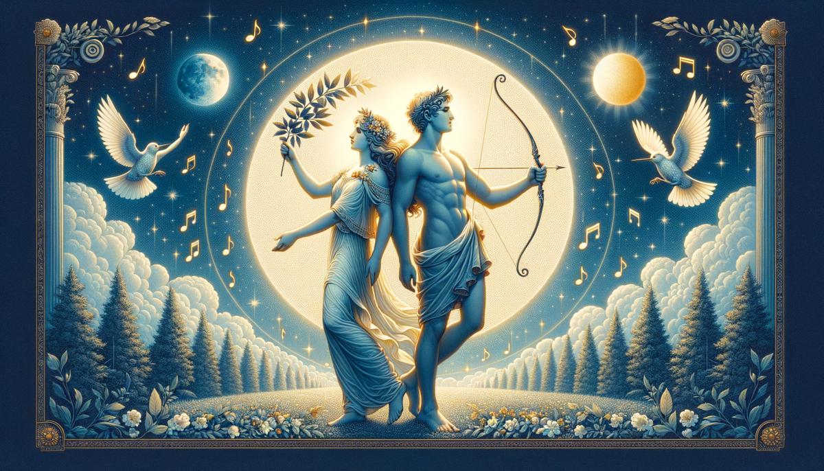 Apollo and Artemis representing their contrasting domains