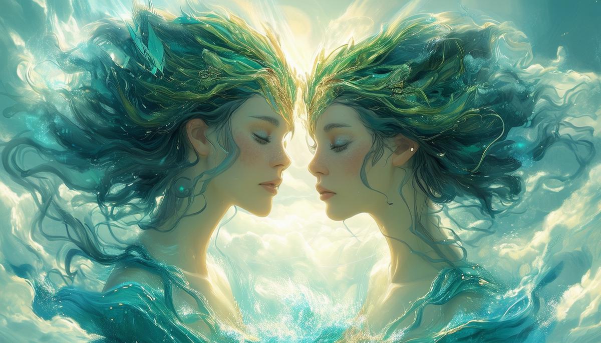 Arce and her twin sister Iris, born of Thaumas, a sea god, and Electra, a cloud nymph, representing the connection between the sea and sky