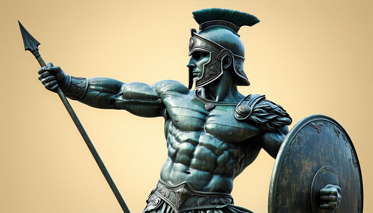 Bronze statue of Achilles in a heroic pose