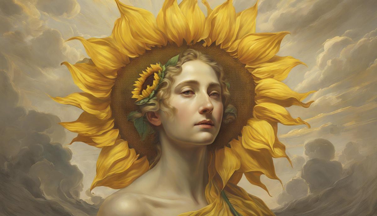 Clytie transformed into a sunflower, forever following the sun's path