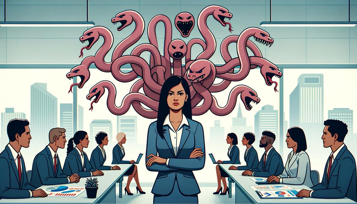 Conceptual illustration of a Hydra-headed problem in modern context