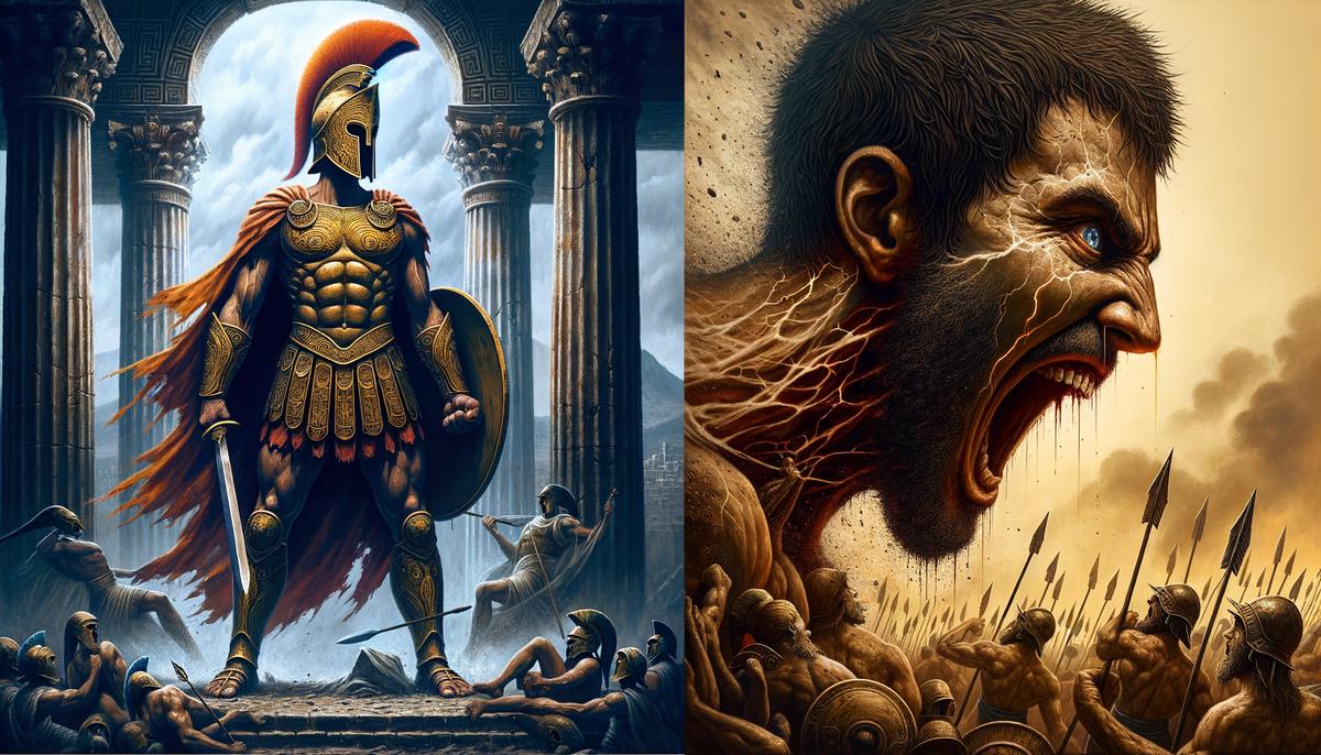 Contrasting images of Hector as a noble warrior and Achilles as an emotional warrior