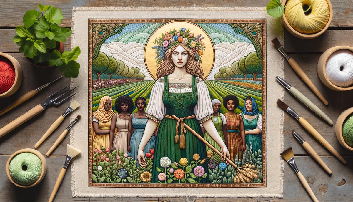 Demeter tending to a vibrant community garden