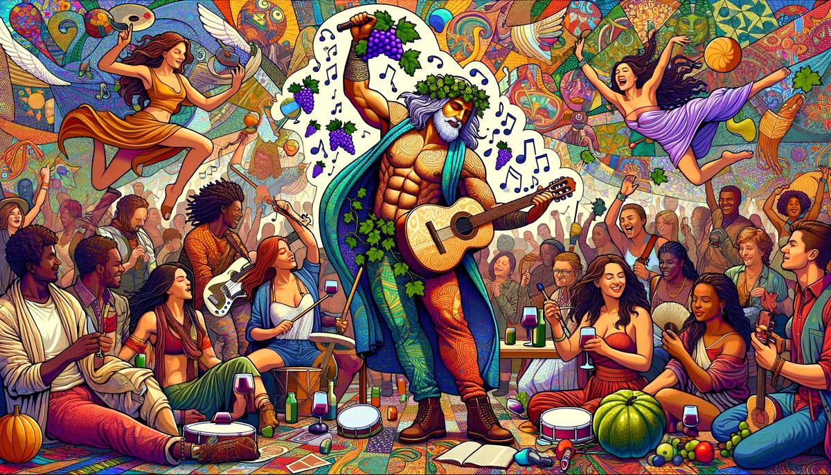 Dionysus organizing a vibrant music and arts festival