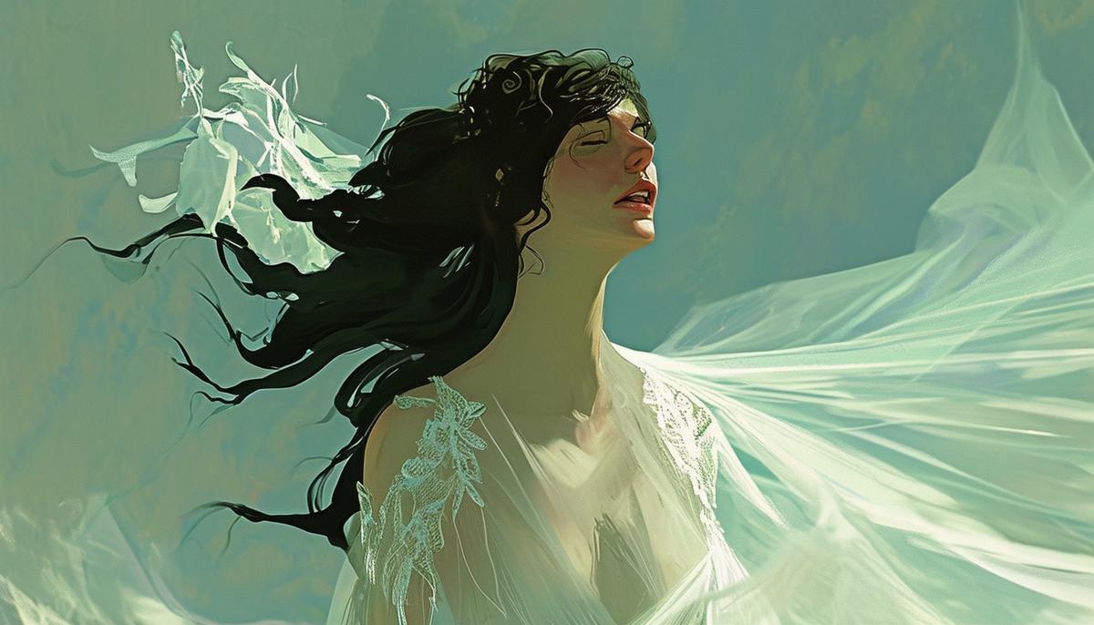 Eurydice, on her wedding day, tragically falls victim to a venomous snake bite, her life cut short just as her love with Orpheus was beginning.