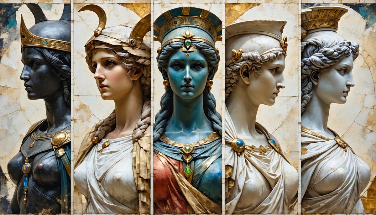 Greek goddesses represented as zodiac signs