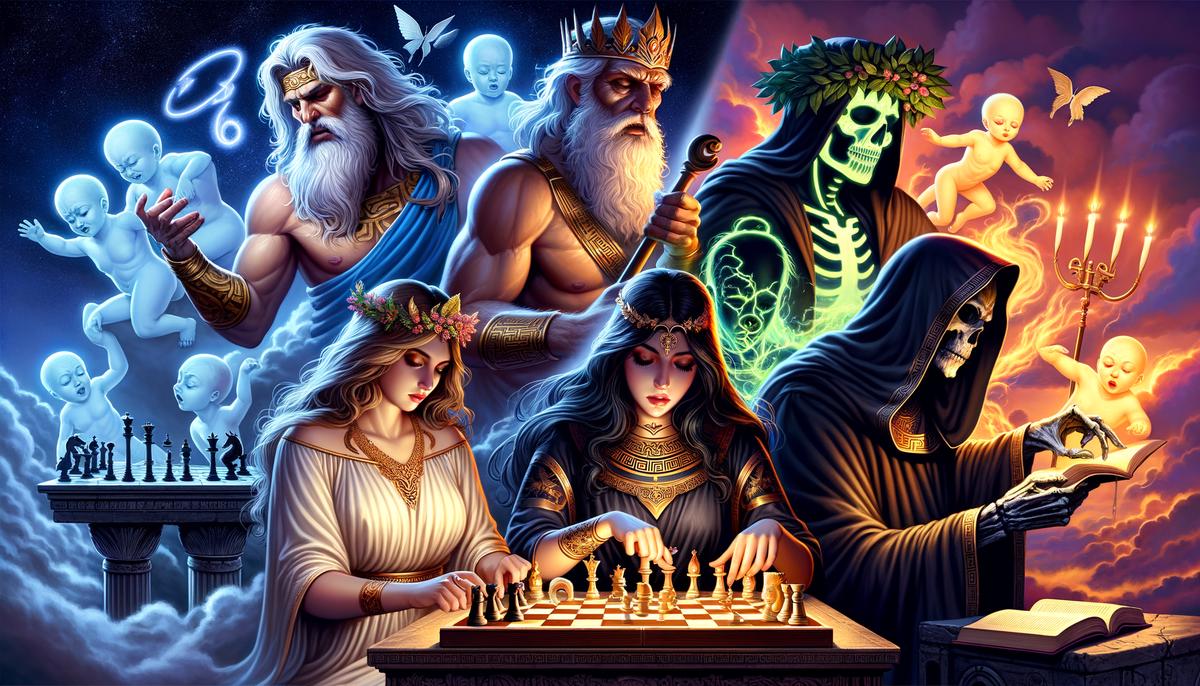 Greek gods engaged in various activities to find purpose