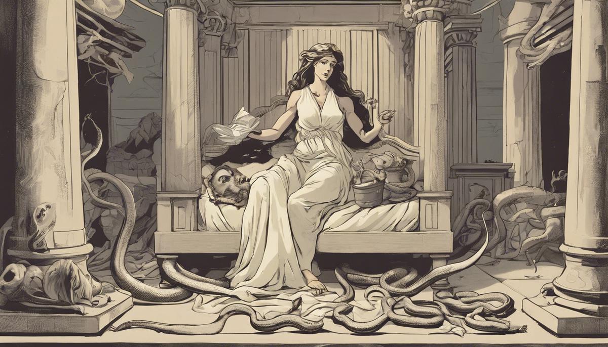 Hera sending snakes to kill baby Hercules in his crib