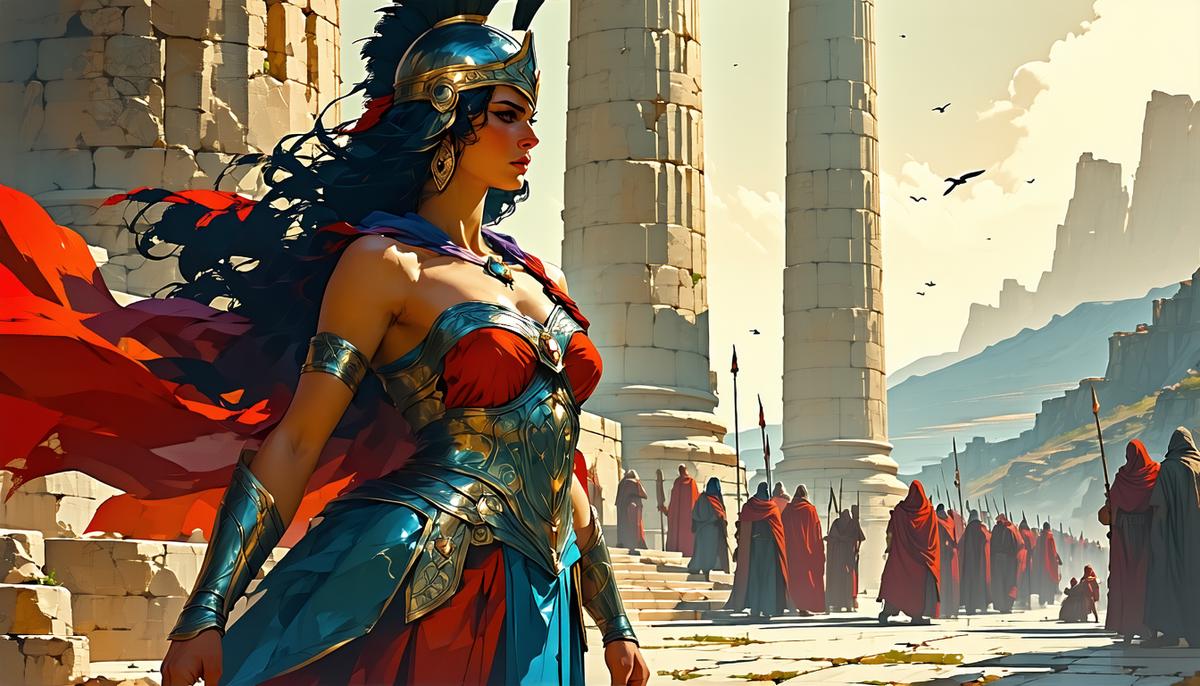 Hera, the Greek goddess, plotting schemes against Heracles