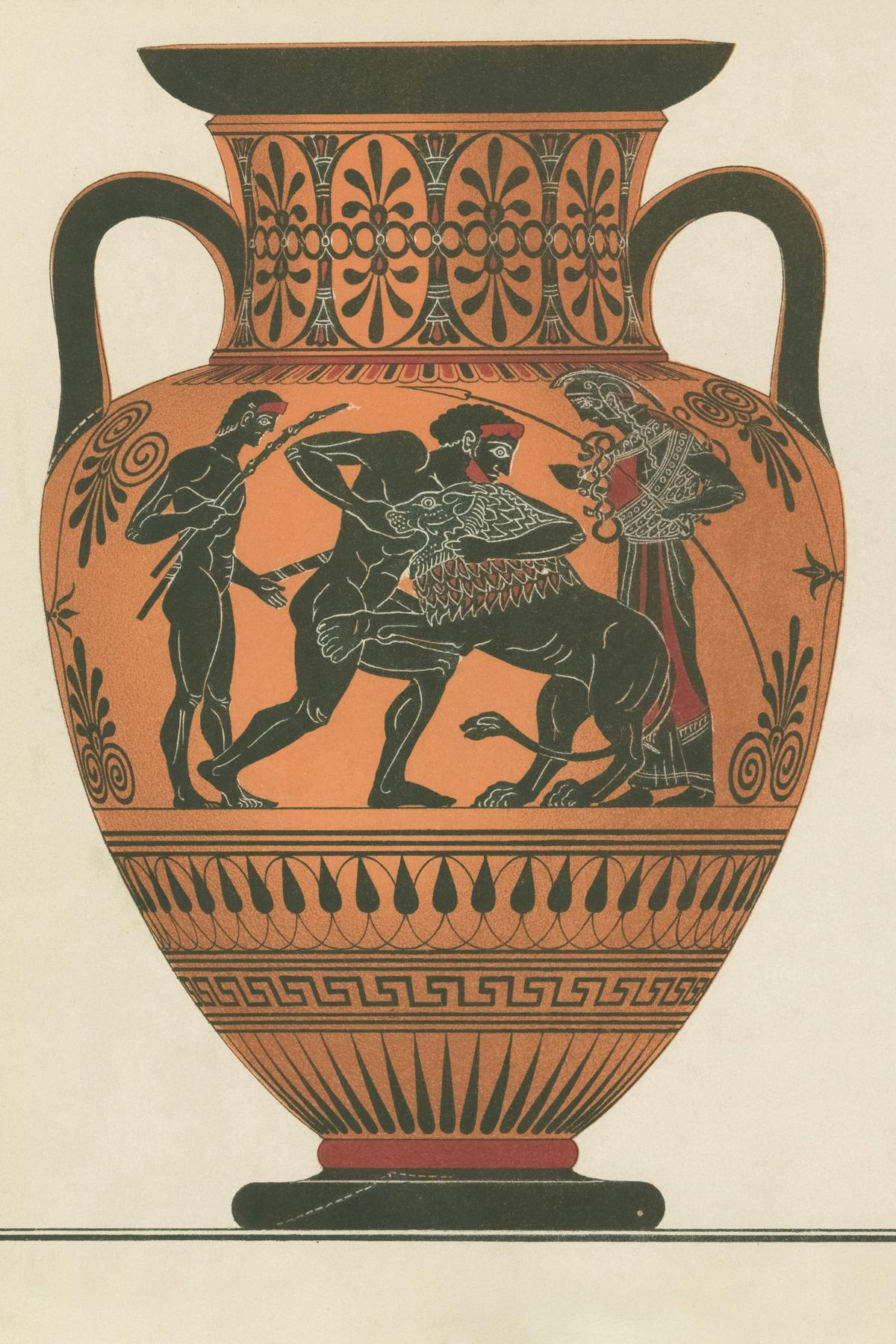 Heracles demonstrating both physical strength and mental wisdom in solving a challenge