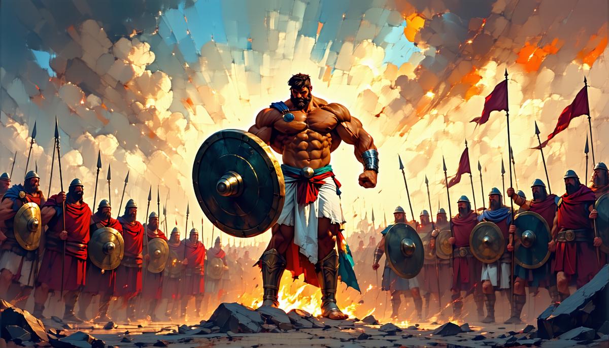 Hercules completing his twelve labors, showcasing strength and determination