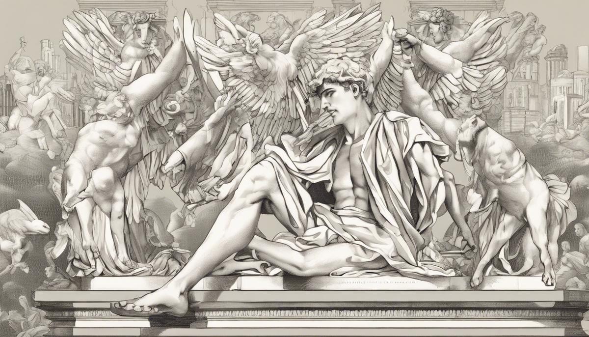 Hermes as a witty moderator on a heavenly social media site called OlympusGram
