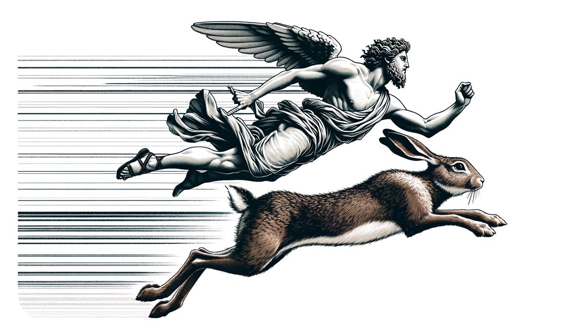 Hermes transforming into a swift hare