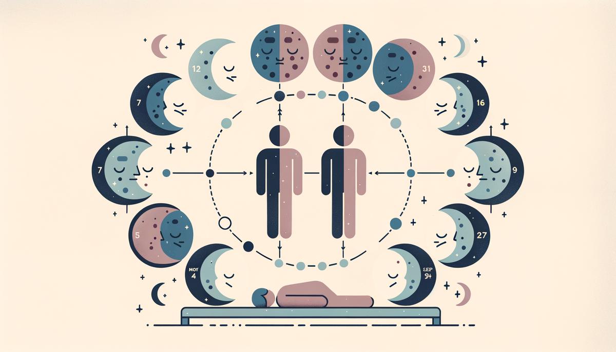 Infographic showing moon phases aligned with human sleep patterns