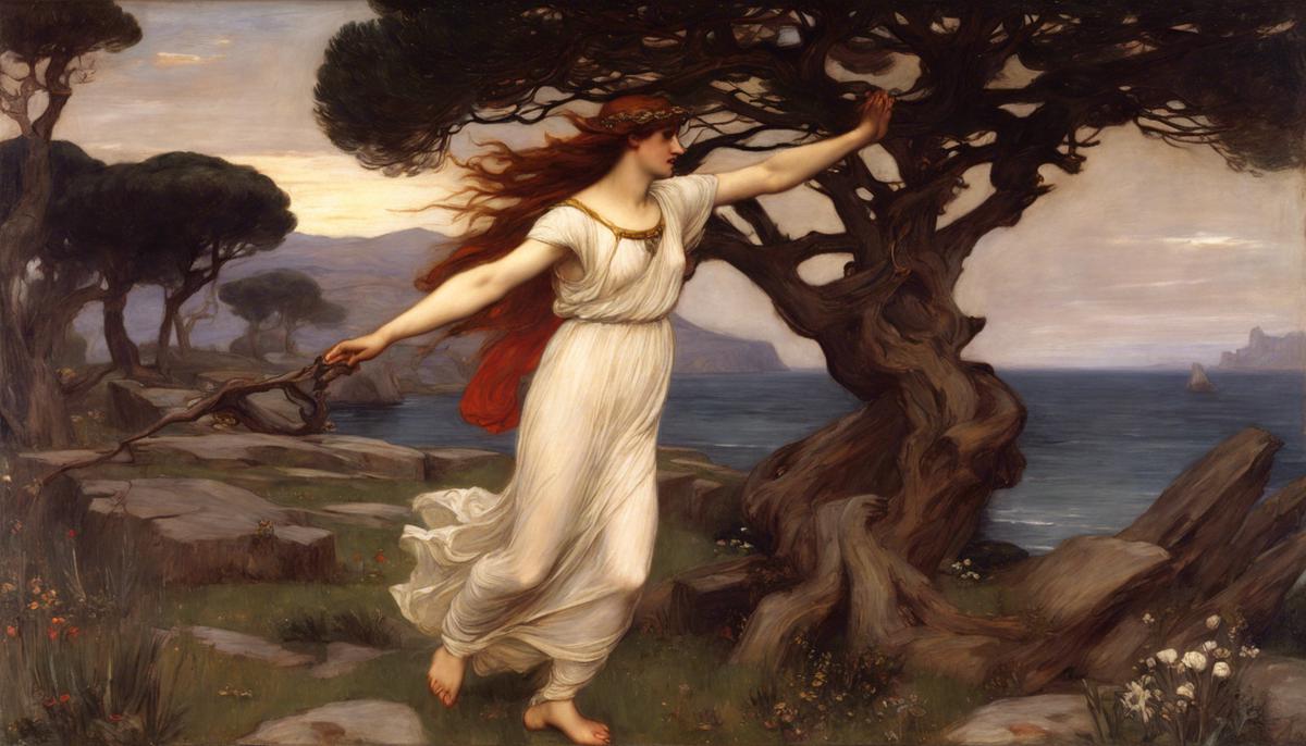 John William Waterhouse's romantic painting of Apollo pursuing Daphne