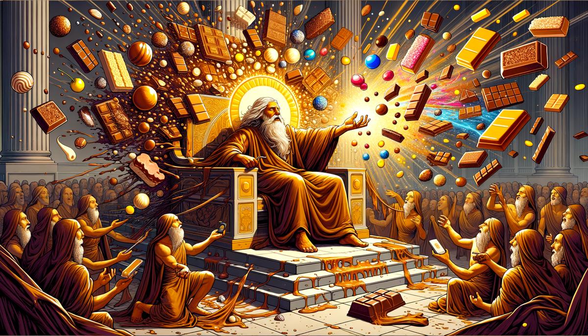 King Midas turning objects into Snickers bars with his touch