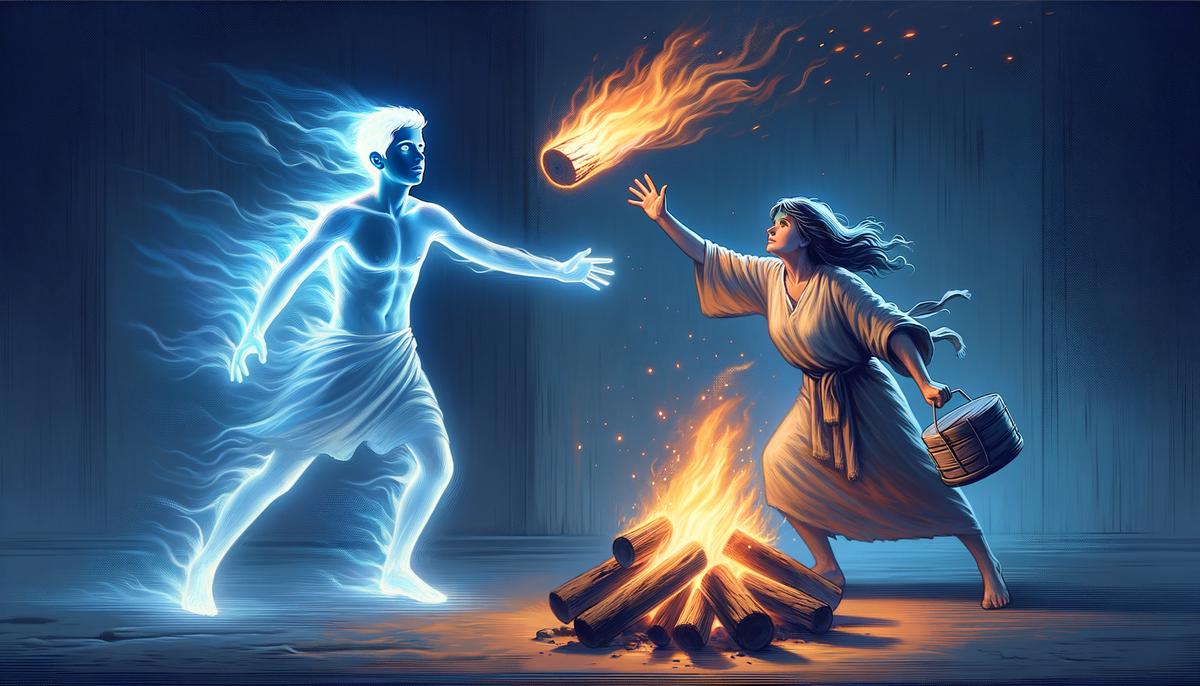 Meleager fading away as his mother Althea burns the magical log