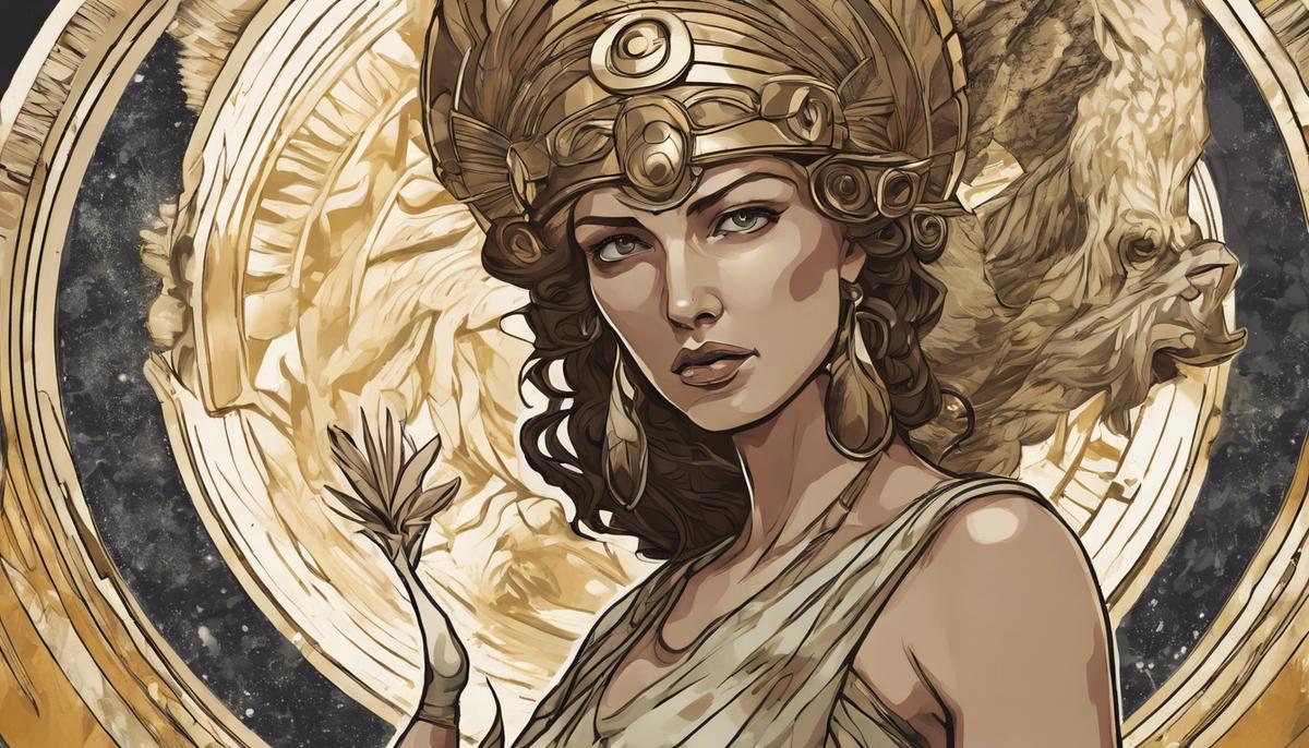 Modern artistic representation of Hera as a powerful female figure