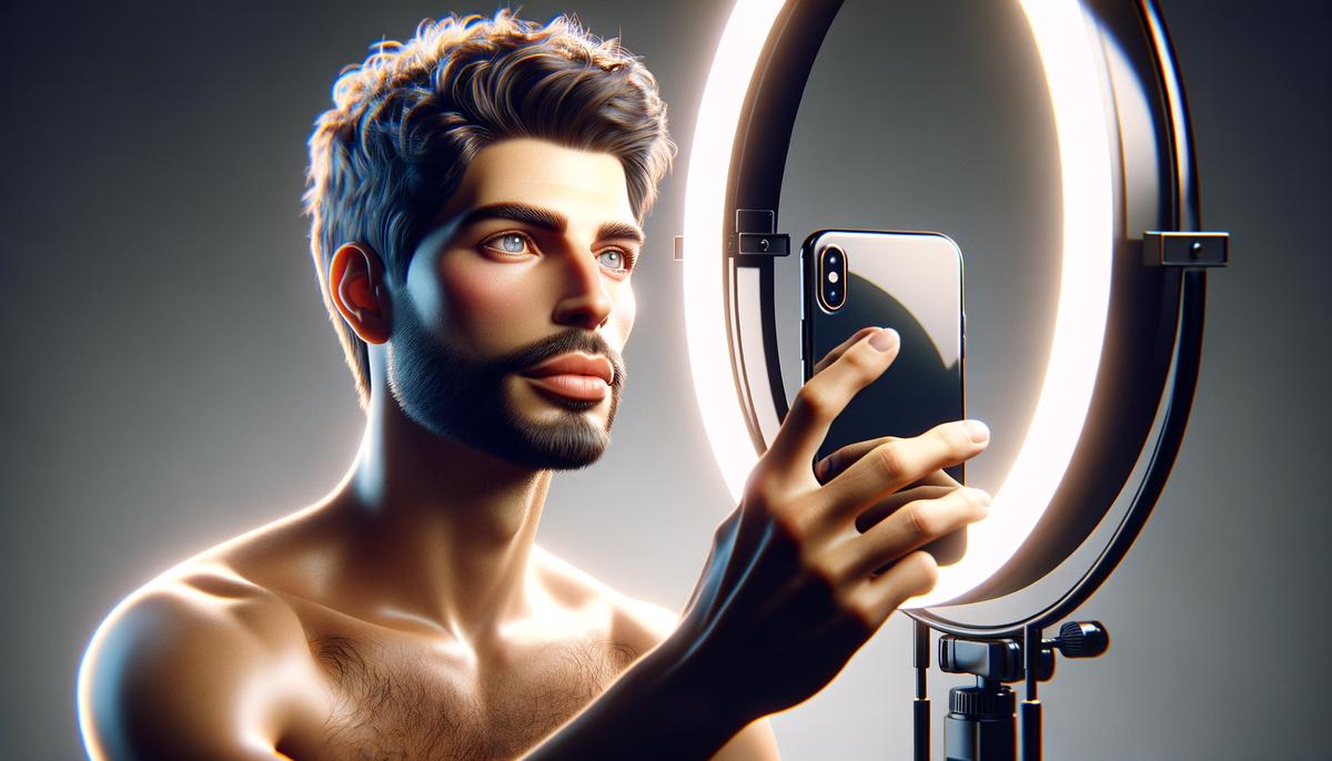 Narcissus as a modern social media influencer taking a selfie