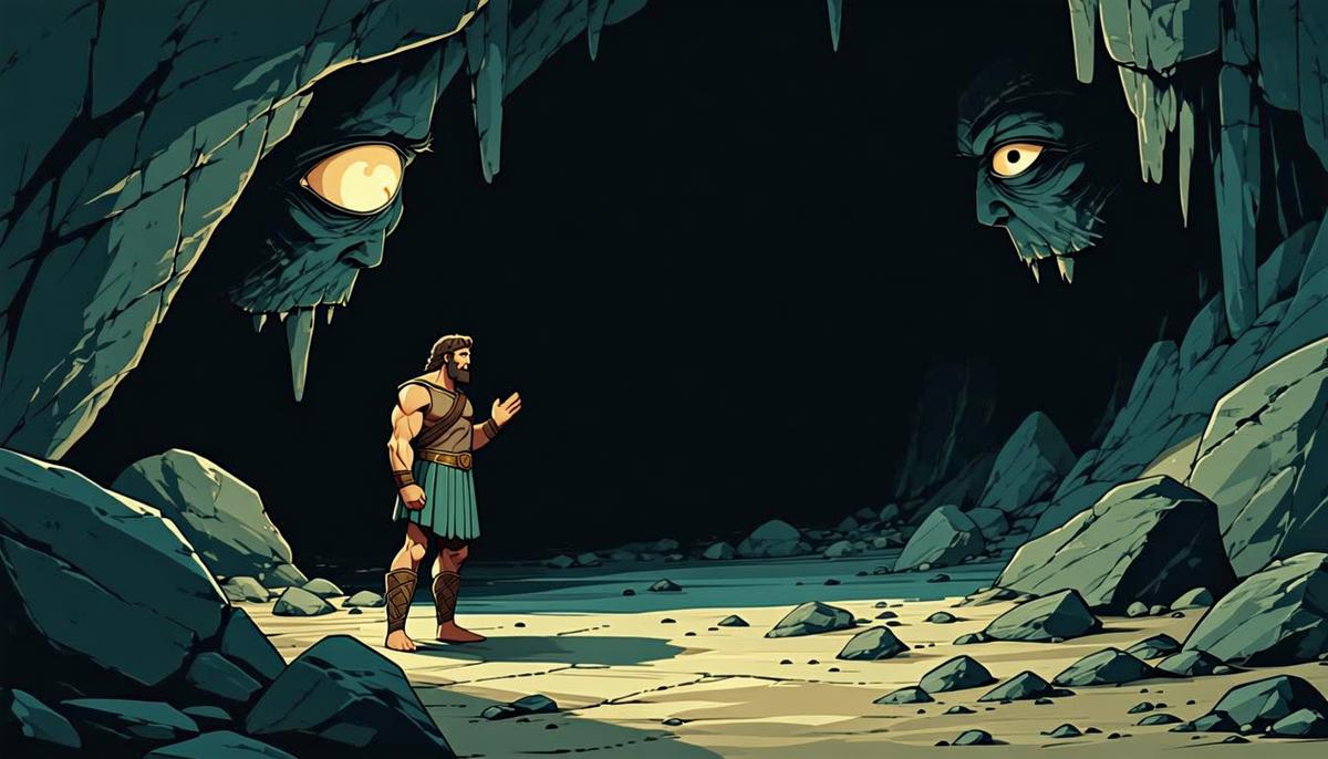 Odysseus introducing himself as Nobody to the Cyclops, showcasing his cleverness