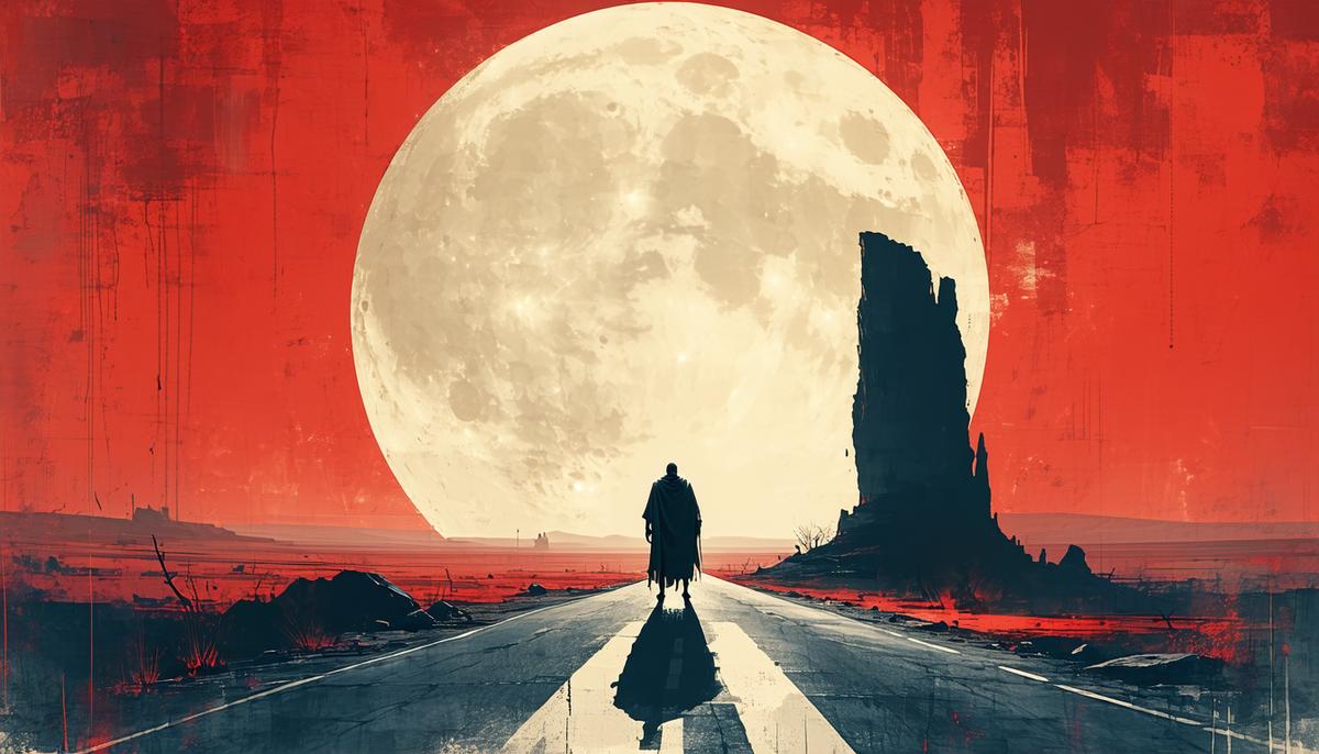 Oedipus standing at a crossroads, unaware of his fate