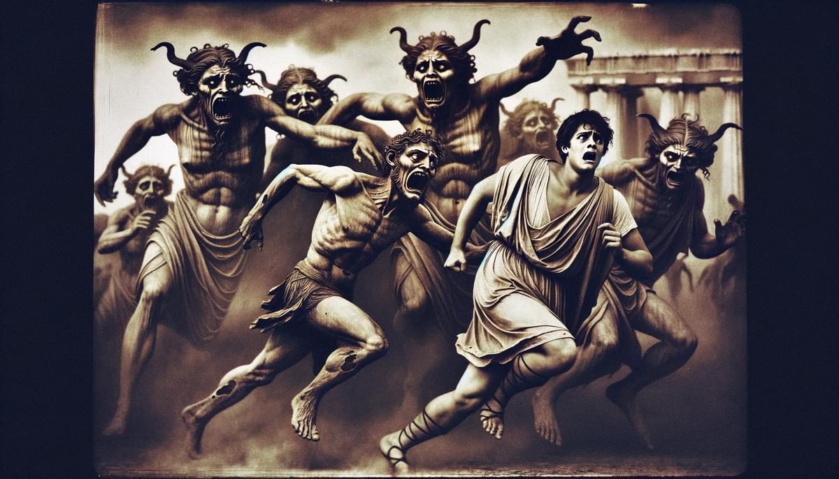 Orestes being pursued by the Furies after killing his mother Clytemnestra