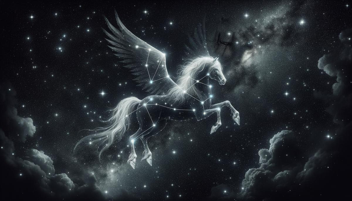 Pegasus constellation with a faint outline of a winged horse