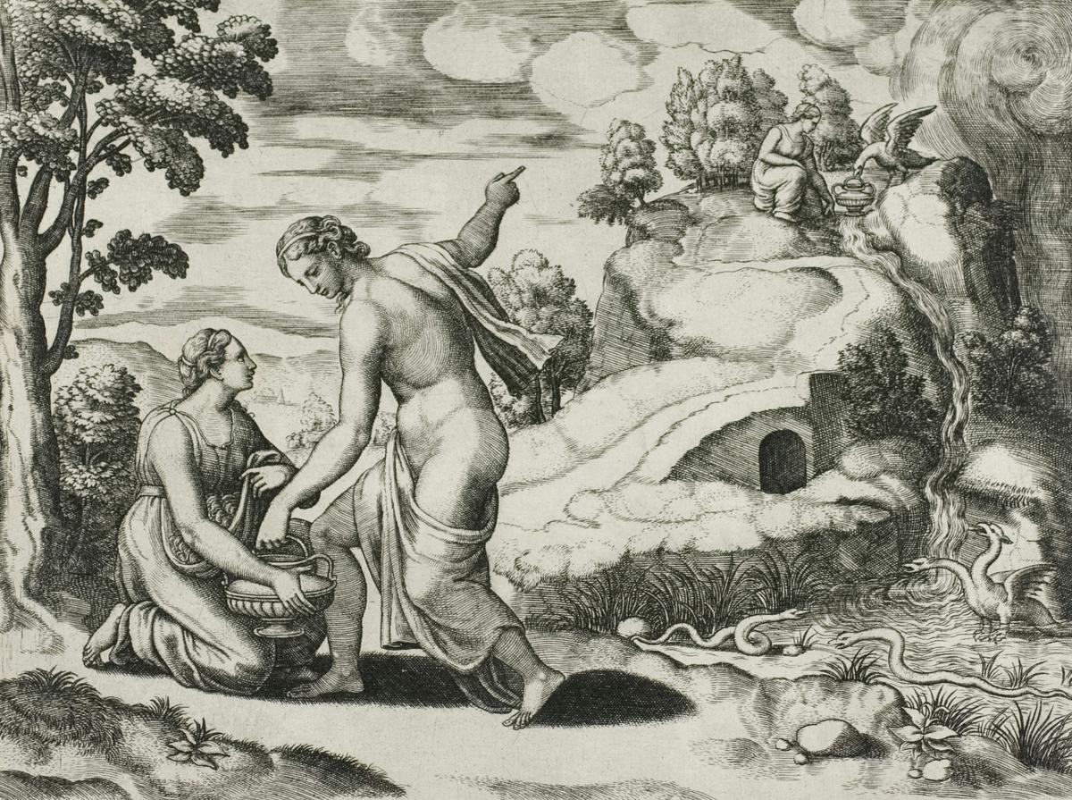 Psyche performing her trials set by Aphrodite