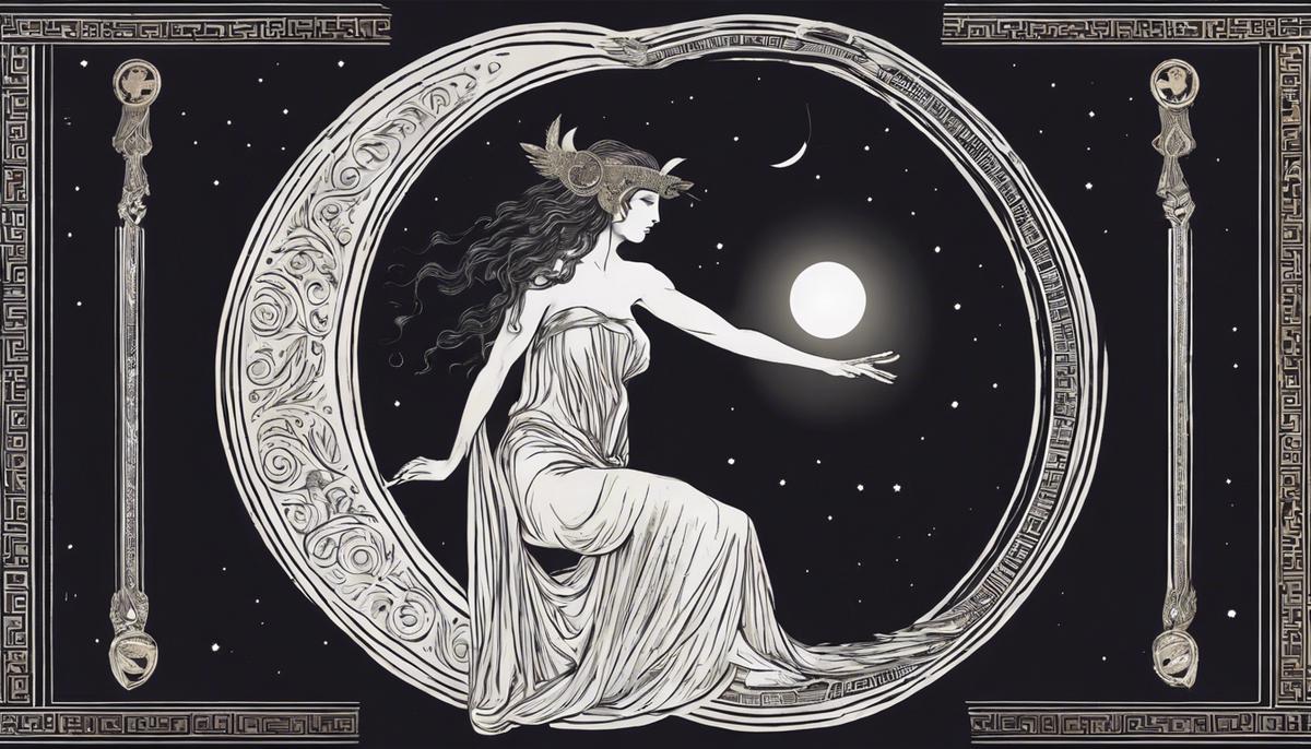 Symbolic representation of Selene as the Greek moon goddess