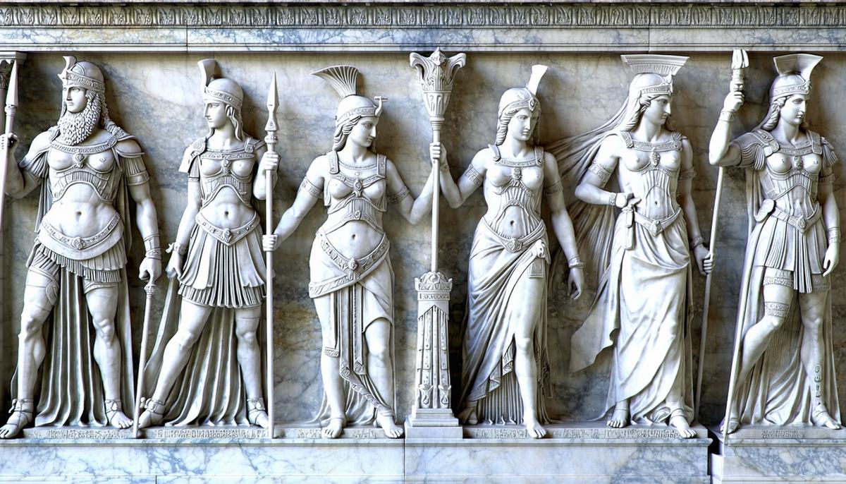 Symbolic representations of various Greek mythological triads