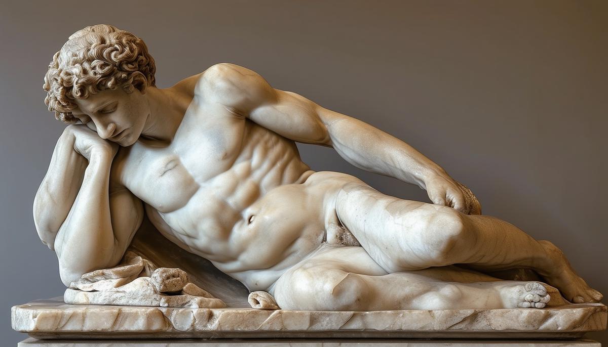 The Barberini Faun, an ancient Hellenistic marble sculpture depicting a sleeping faun
