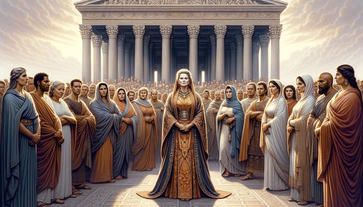 The Pythia confronting skeptics and challengers in the Temple of Apollo