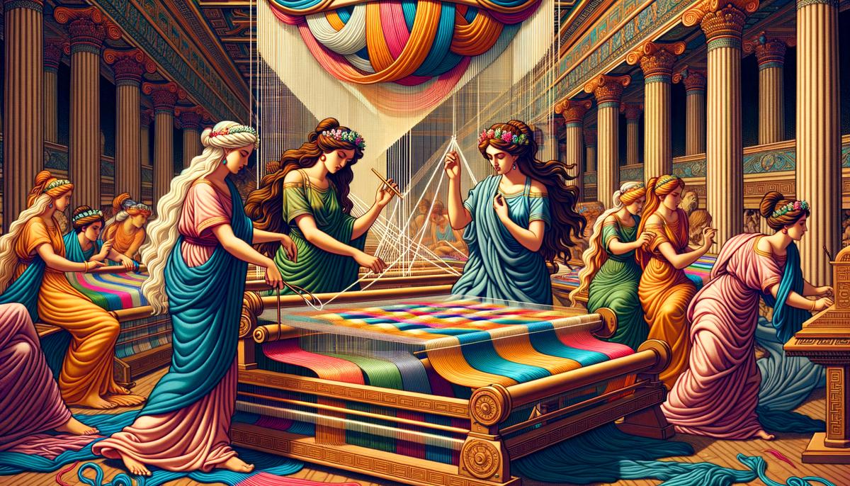 The three Fates weaving the threads of life