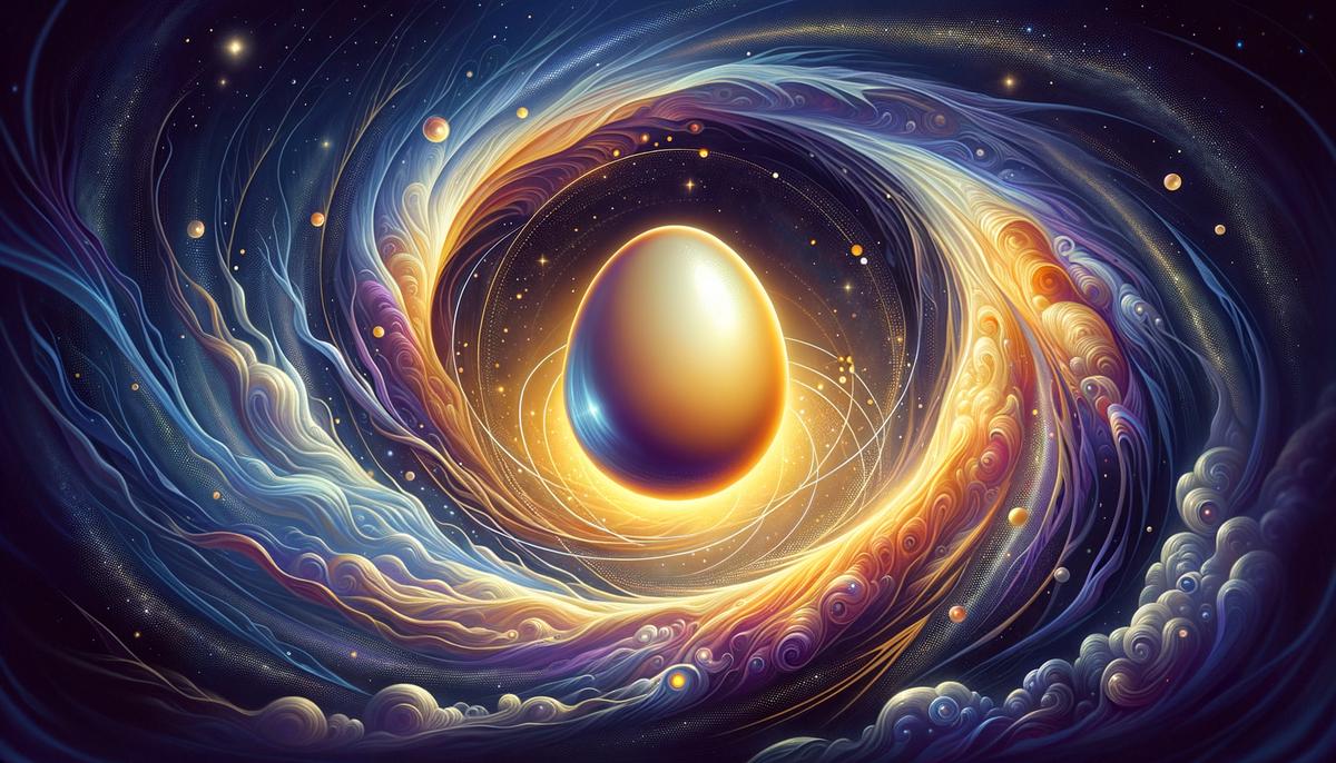 The universal egg, a symbol of creation and potential, born from Eurynome's cosmic dance